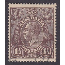 Australian    King George V   1½d Penny Half Pence Black Brown   Single Crown WMK Plate Variety 3L32..